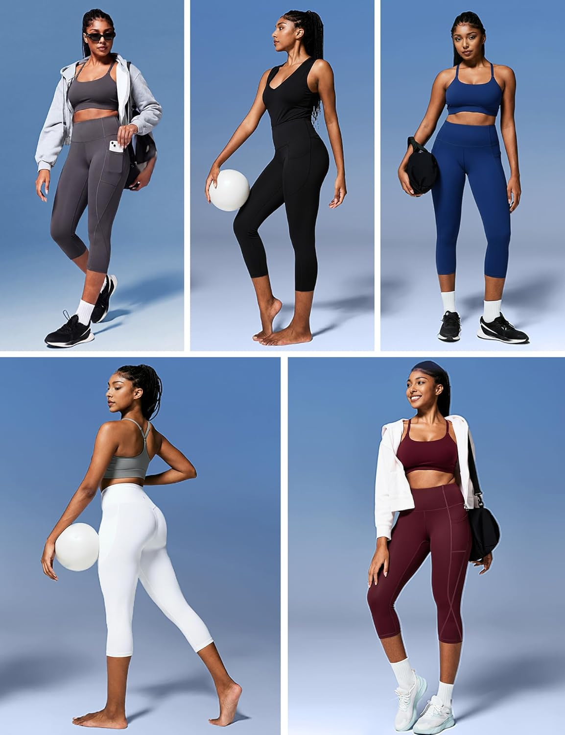 Capri Leggings for Women High Waisted Capri Leggings with Pockets for Women Tummy Control Yoga Pants Women