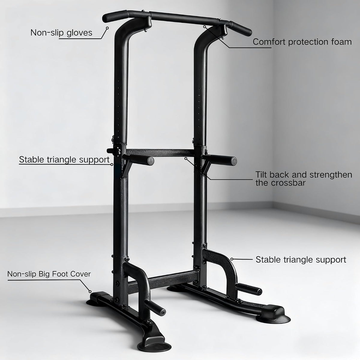 Pull up Bar Station, Power Tower, Dip Station with 3D Backrest, Multi-Function Strength Training Stand Rack, for Home Gym Workout