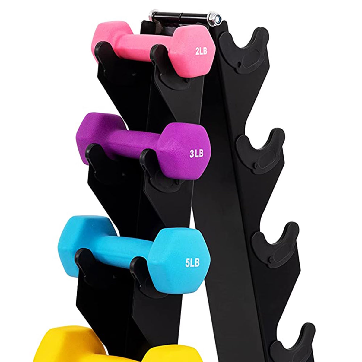 56 Lb Neoprene Coated Iron Dumbbell Hex Weights Set with Stand, Color-Coded