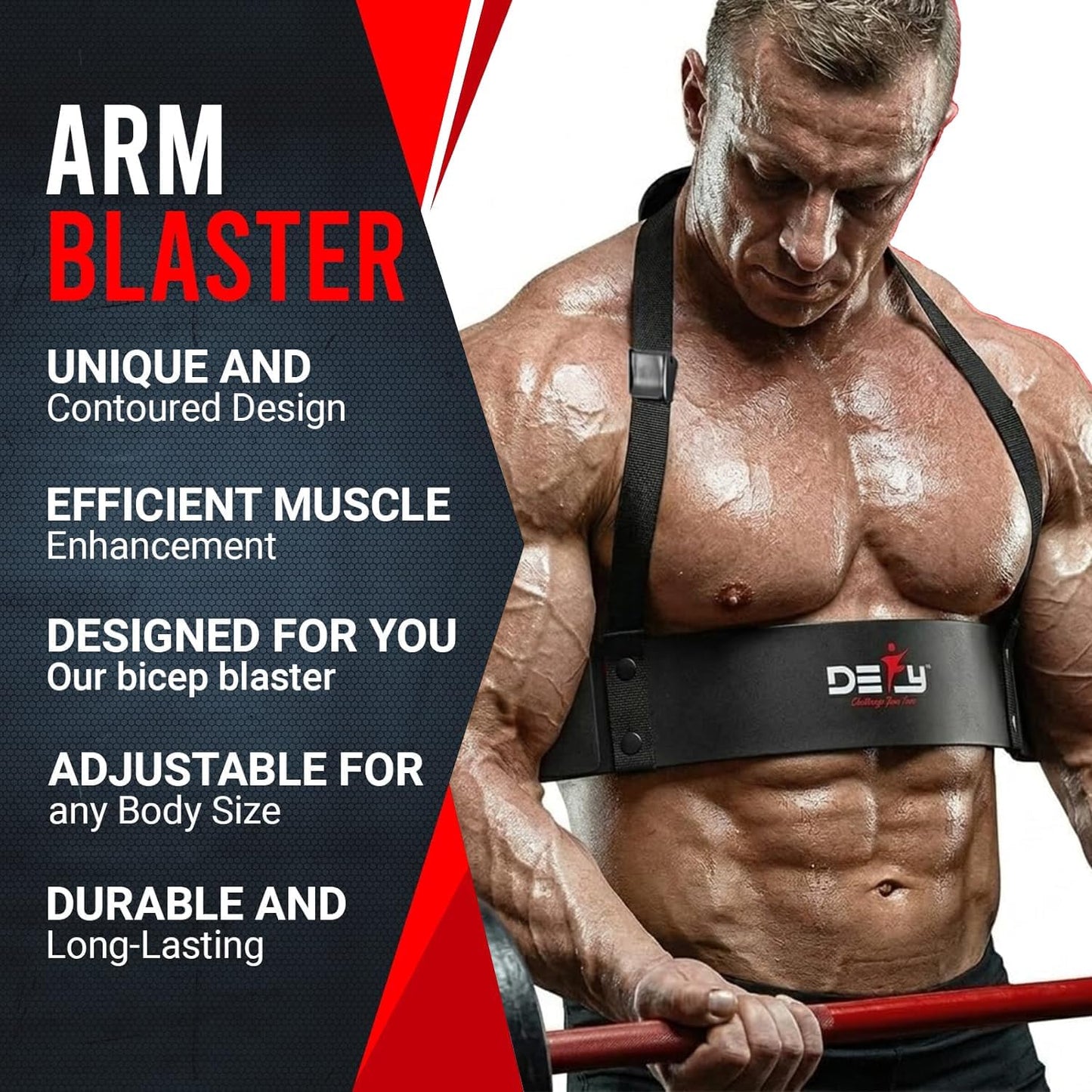 DEFY Arm Blaster for Biceps and Triceps Adjustable Curl Support with Durable 7Mm Aluminum Plate and Neck Pad for Strength Training Bodybuilding Isolator Curl Machine