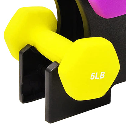 20 Lb Neoprene Coated Iron Dumbbell Hex Weights Set with Stand, Color-Coded
