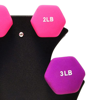 20 Lb Neoprene Coated Iron Dumbbell Hex Weights Set with Stand, Color-Coded