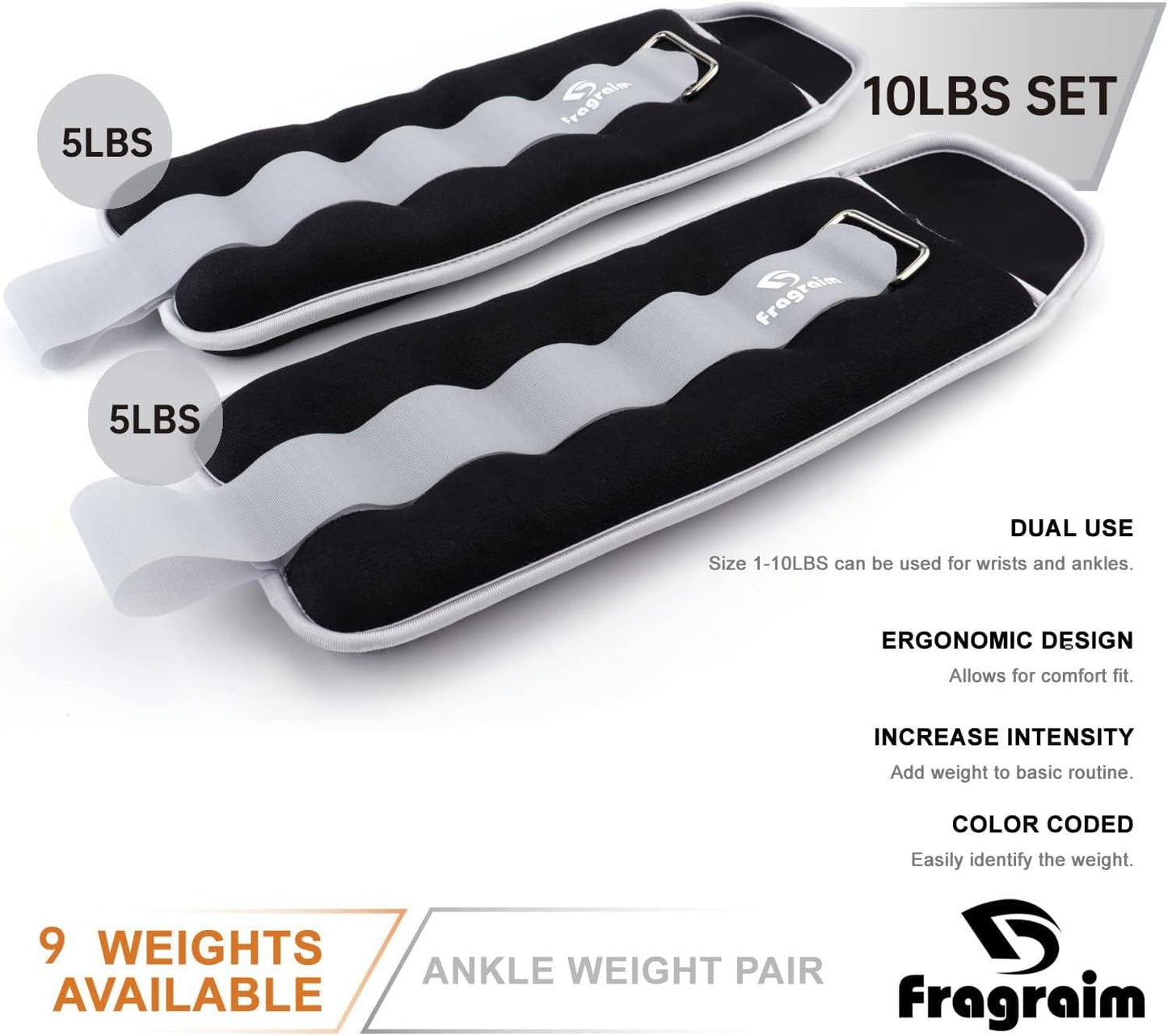 Ankle Weights for Women, Men and Kids - 1/2/3/4/6/8/10/12/15/20 LBS 1 Pair Strength Training Wrist/Leg/Arm Weight with Adjustable Strap for Jogging, Gymnastics, Aerobics, Home Fitness, Physical Therapy