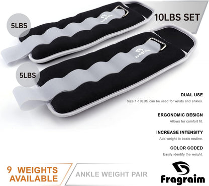 Ankle Weights for Women, Men and Kids - 1/2/3/4/6/8/10/12/15/20 LBS 1 Pair Strength Training Wrist/Leg/Arm Weight with Adjustable Strap for Jogging, Gymnastics, Aerobics, Home Fitness, Physical Therapy