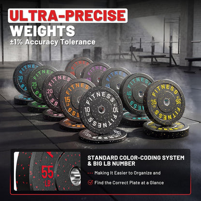 20-650Lbs Bumper Plates 2" Weight Plates Barbell Weightlifting | 2Inch Olympic Weights Plates Set, Floor Protective High Bounce Plates, Rubber Bumper Plates for Strengh Training, Bench Press