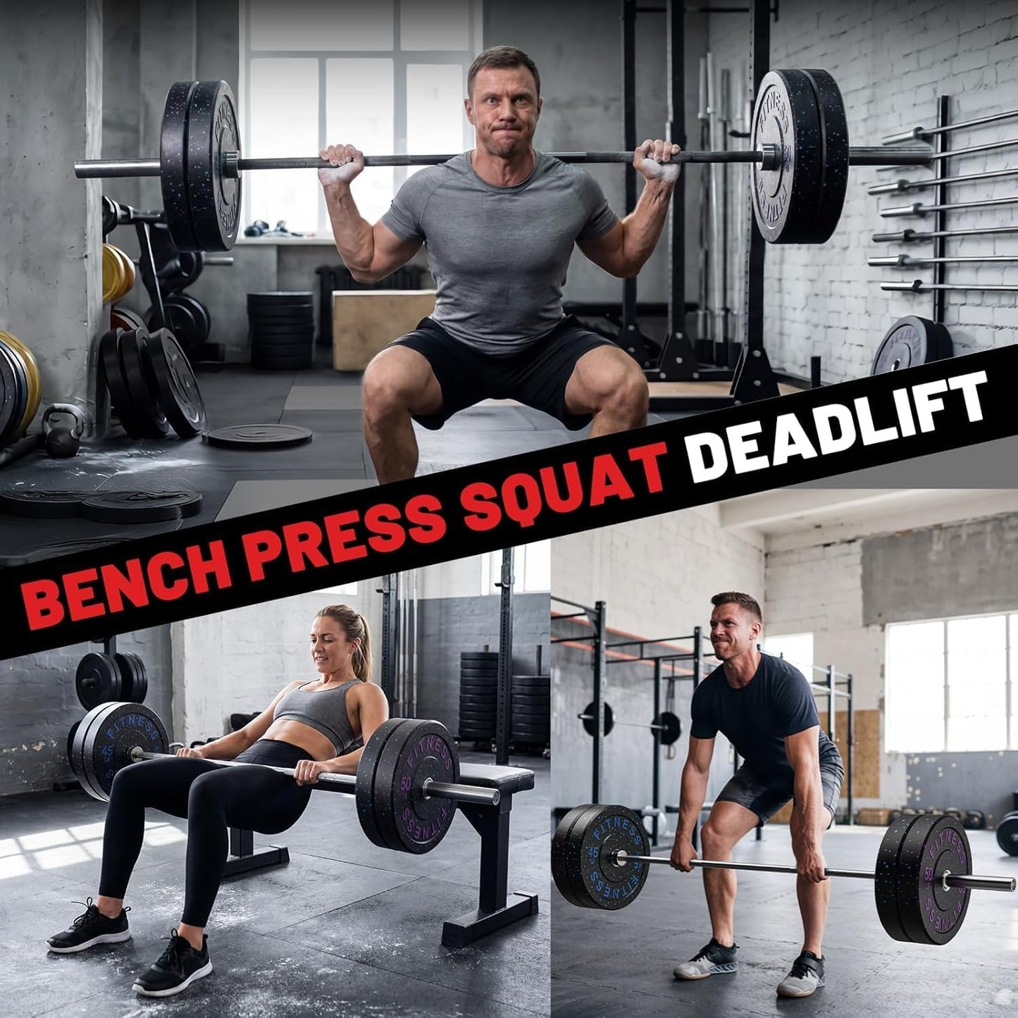 20-650Lbs Bumper Plates 2" Weight Plates Barbell Weightlifting | 2Inch Olympic Weights Plates Set, Floor Protective High Bounce Plates, Rubber Bumper Plates for Strengh Training, Bench Press