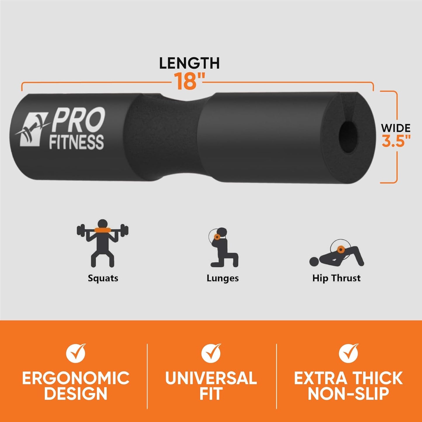 Barbell Pad, Hip Thrust Pad - Bar Pad for Squats, Lunges & Hip Thrusts 