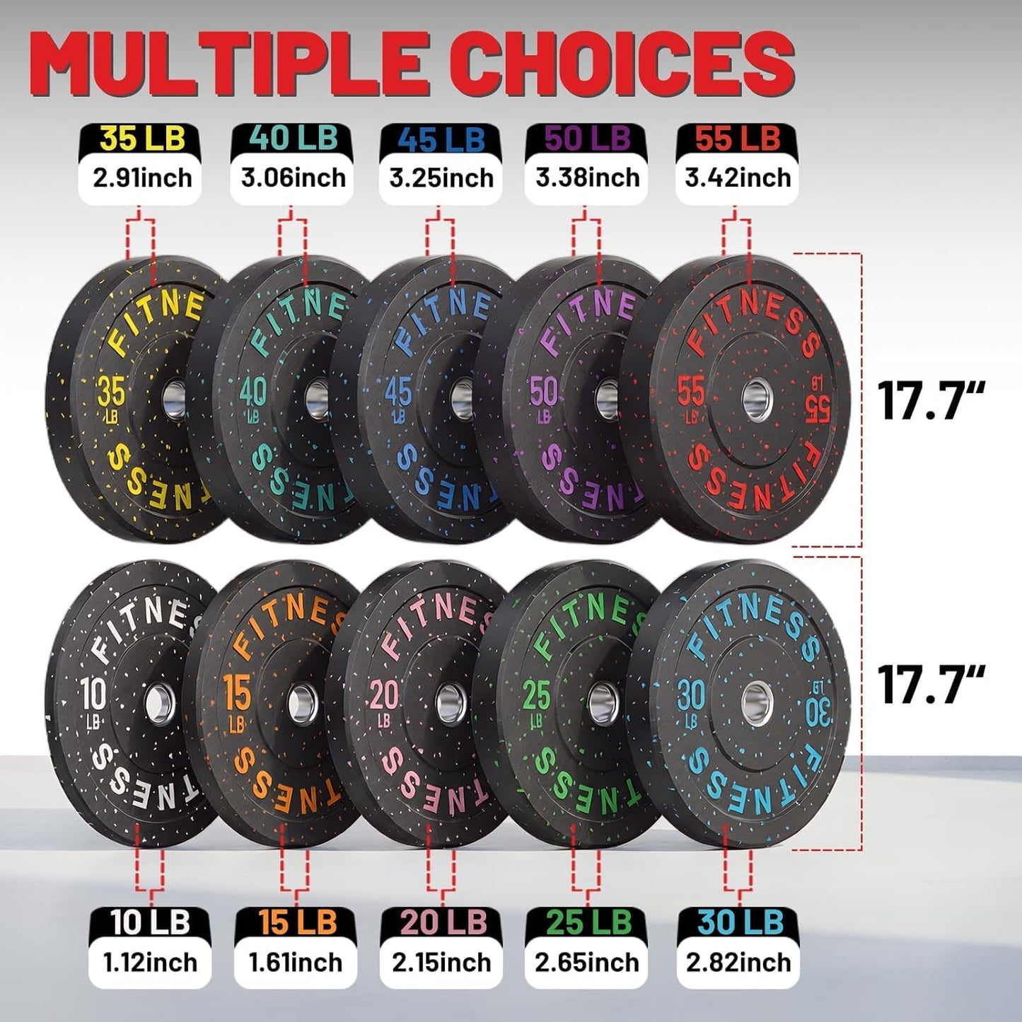 20-650Lbs Bumper Plates 2" Weight Plates Barbell Weightlifting | 2Inch Olympic Weights Plates Set, Floor Protective High Bounce Plates, Rubber Bumper Plates for Strengh Training, Bench Press