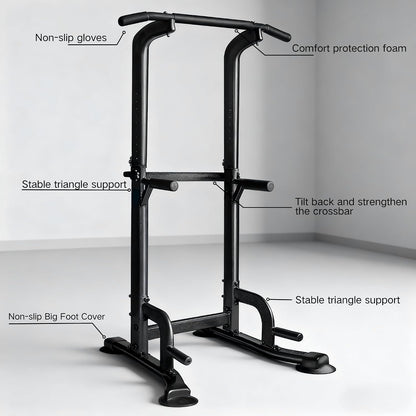 Pull up Bar Station, Power Tower, Dip Station with 3D Backrest, Multi-Function Strength Training Stand Rack, for Home Gym Workout 