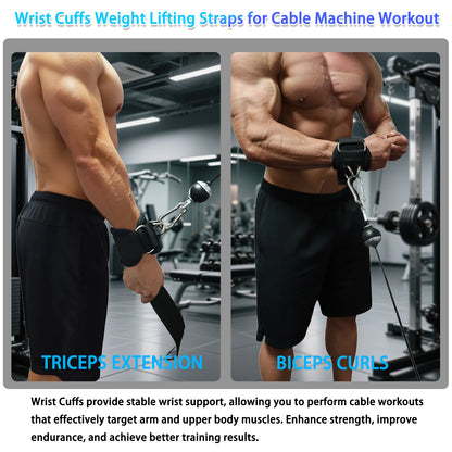 1Pair Adjustable Wrist Cuffs Weightlifting Straps with Ring,Premium Padded Straps for Cable Machine Workout for Weightlifting